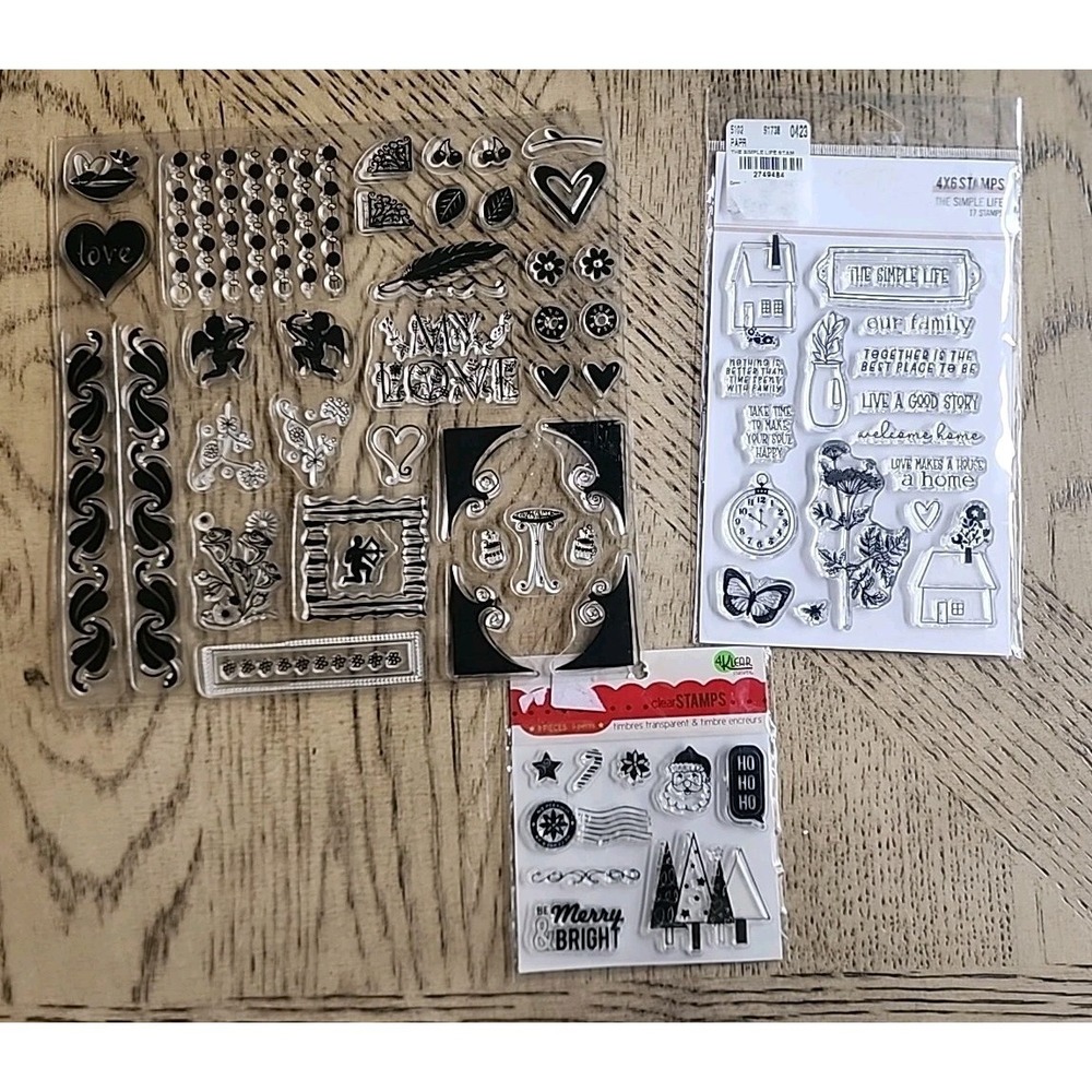 Clear Acrylic Stamps 3 Sets New Home The Simple Life Hearts Love Christmas Stamp